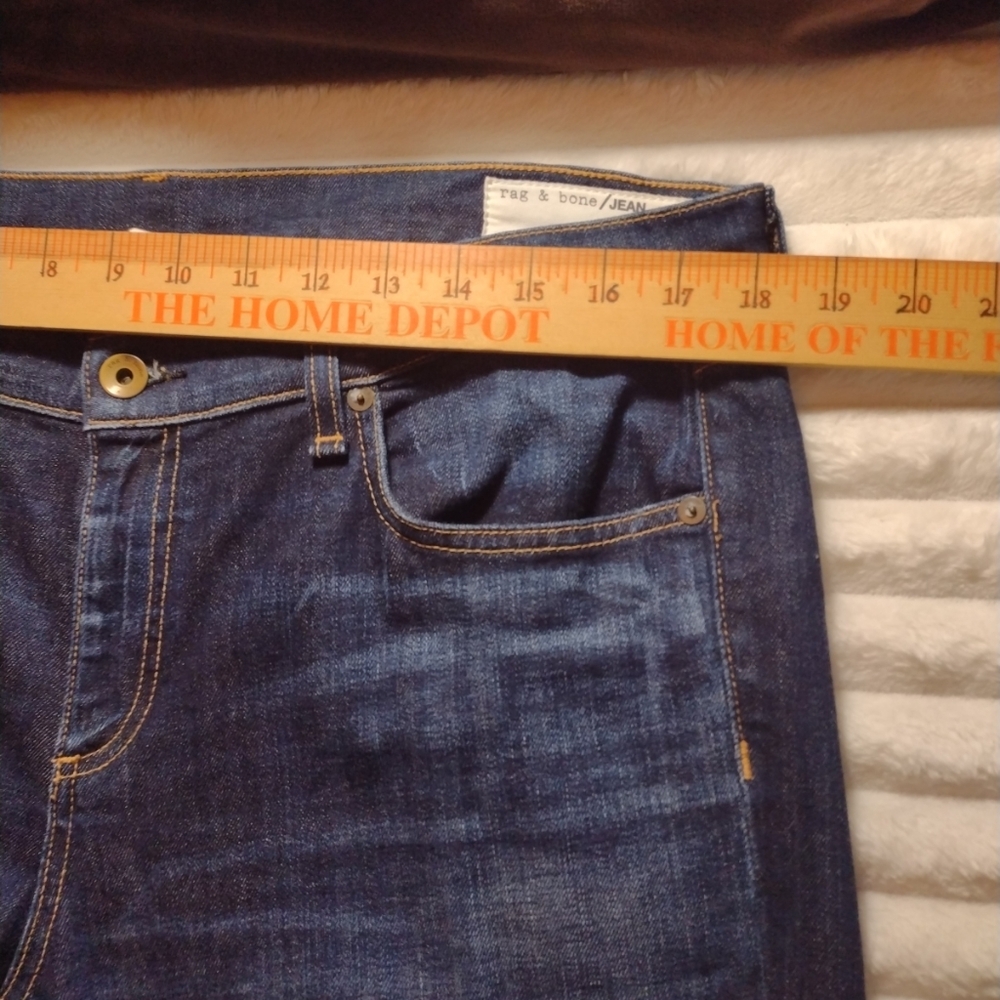 rag & bone Dre Low Rise Boyfriend Jeans Womens 32 Dark Wash/Yesler Frayed Hem - Picture 10 of 15